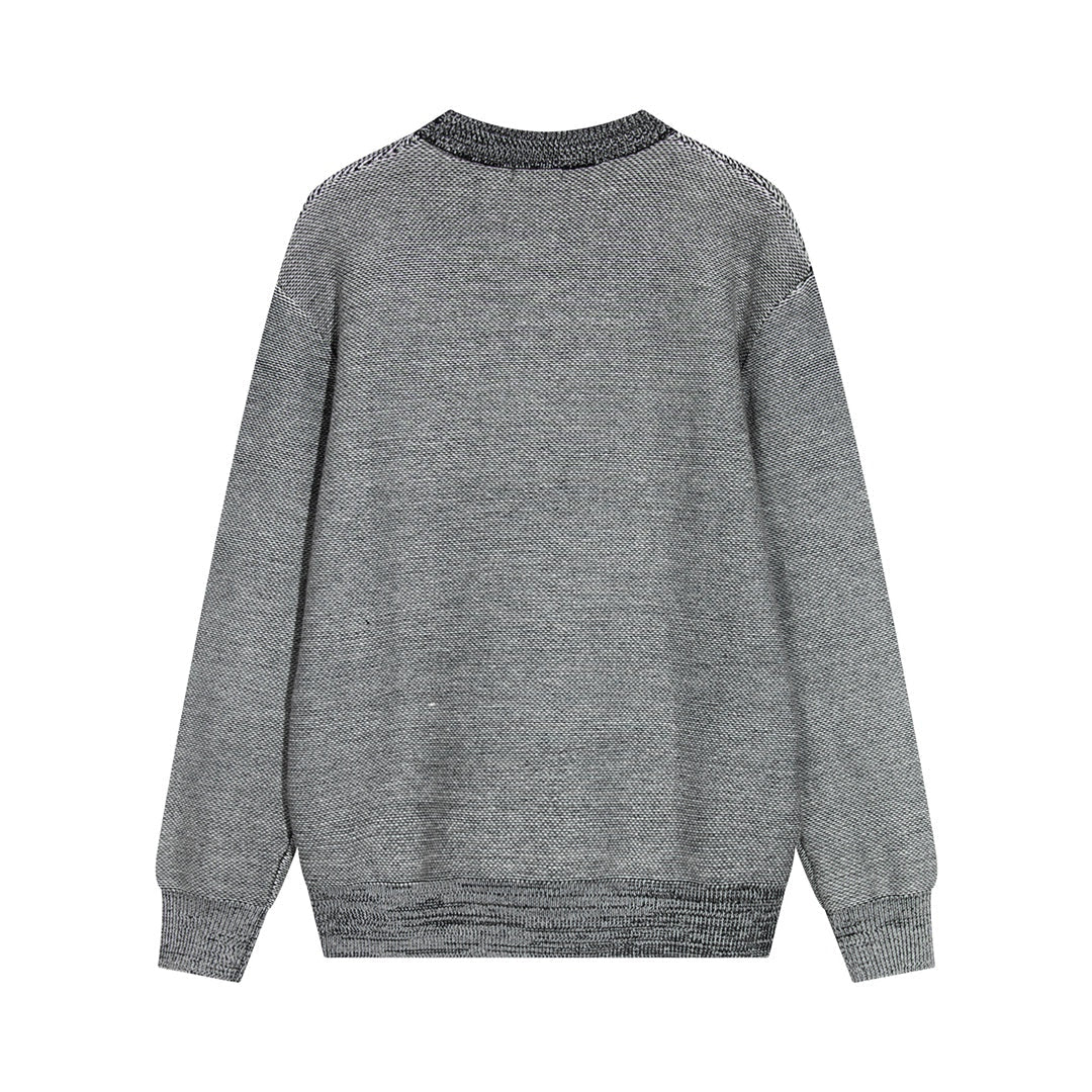 Round neck classic jacquard large logo sweater