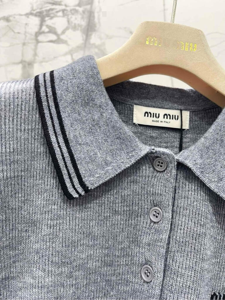 Color-Block 3D Vintage Knit Short Sleeve
