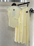 Elegant & Sophisticated Floral-Knit Short-Sleeve Skirt Set