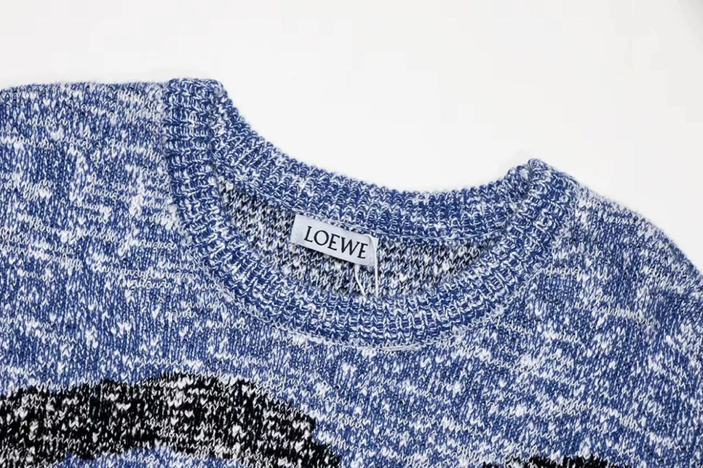 Round neck classic jacquard large logo sweater