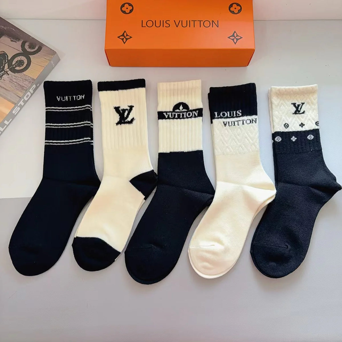 New letter rabbit velvet long tube socks
