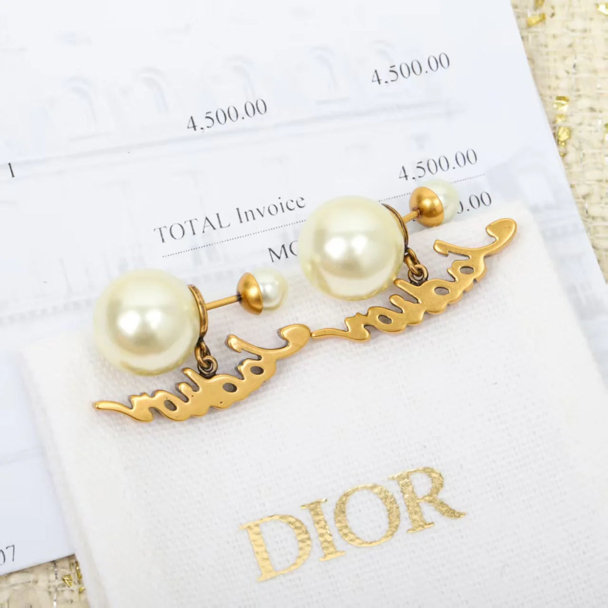 New pearl letter earrings