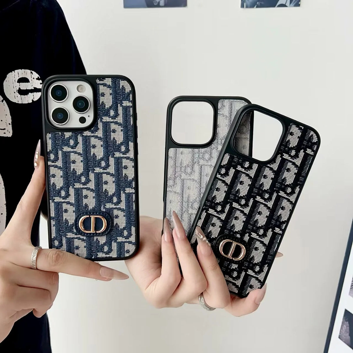 High end carbon fiber patterned leather phone case