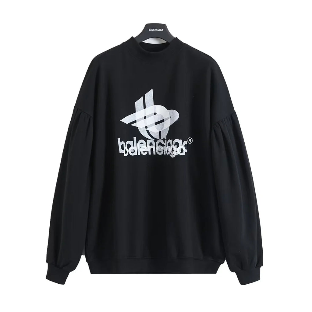 New printed bat sleeve round neck hoodie