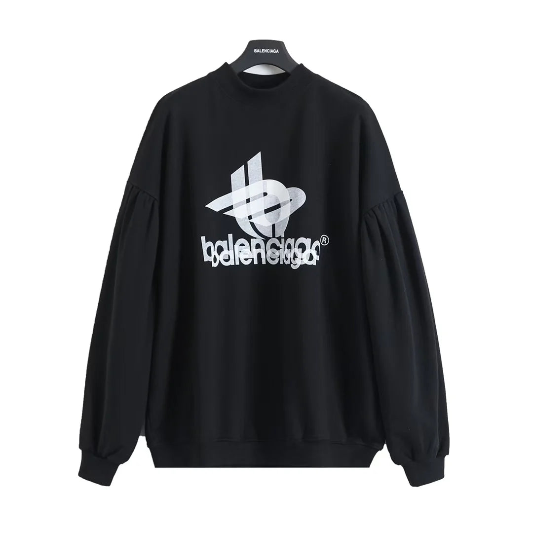 New printed bat sleeve round neck hoodie