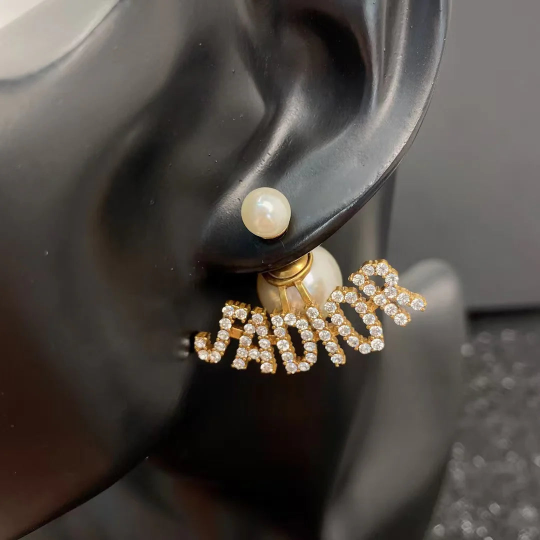New letter pearl earrings