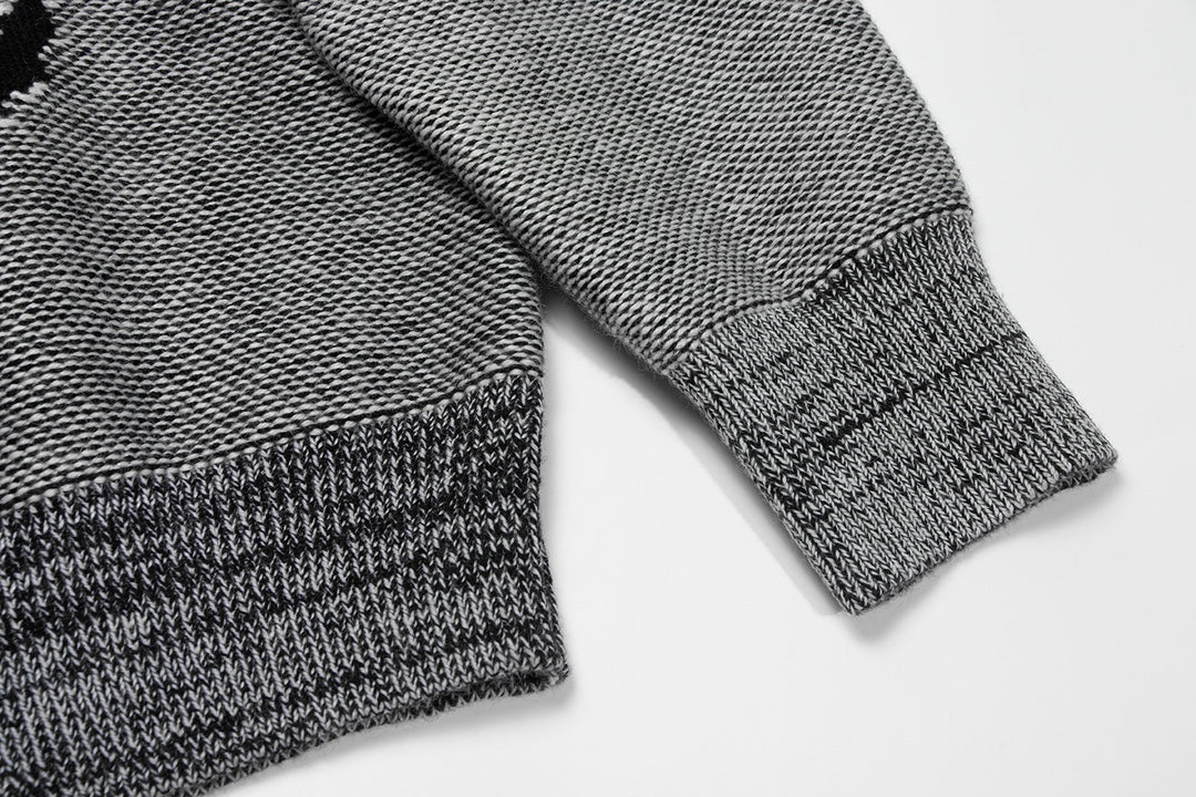 Round neck classic jacquard large logo sweater