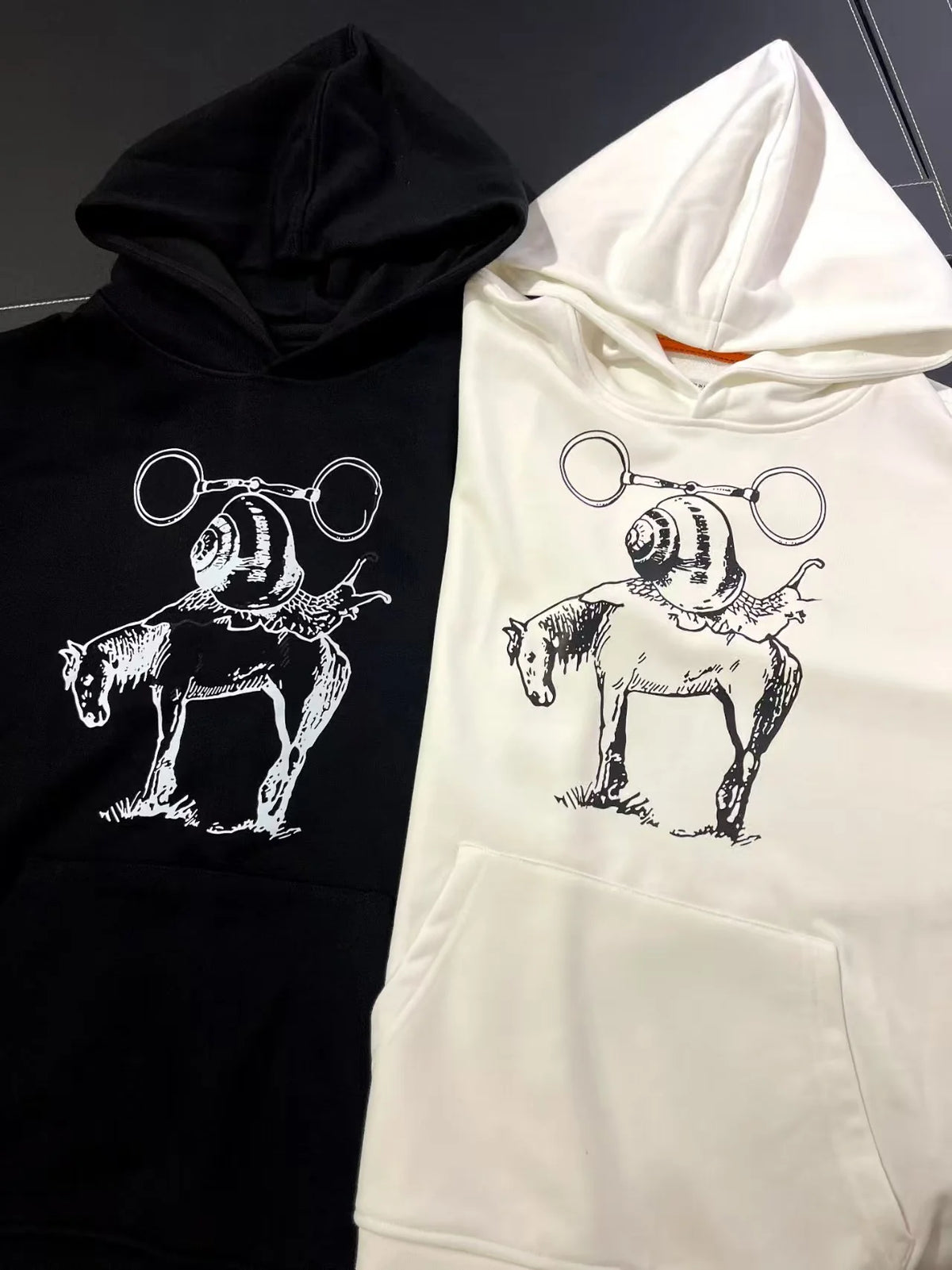 Printed fleece hooded sweatshirt