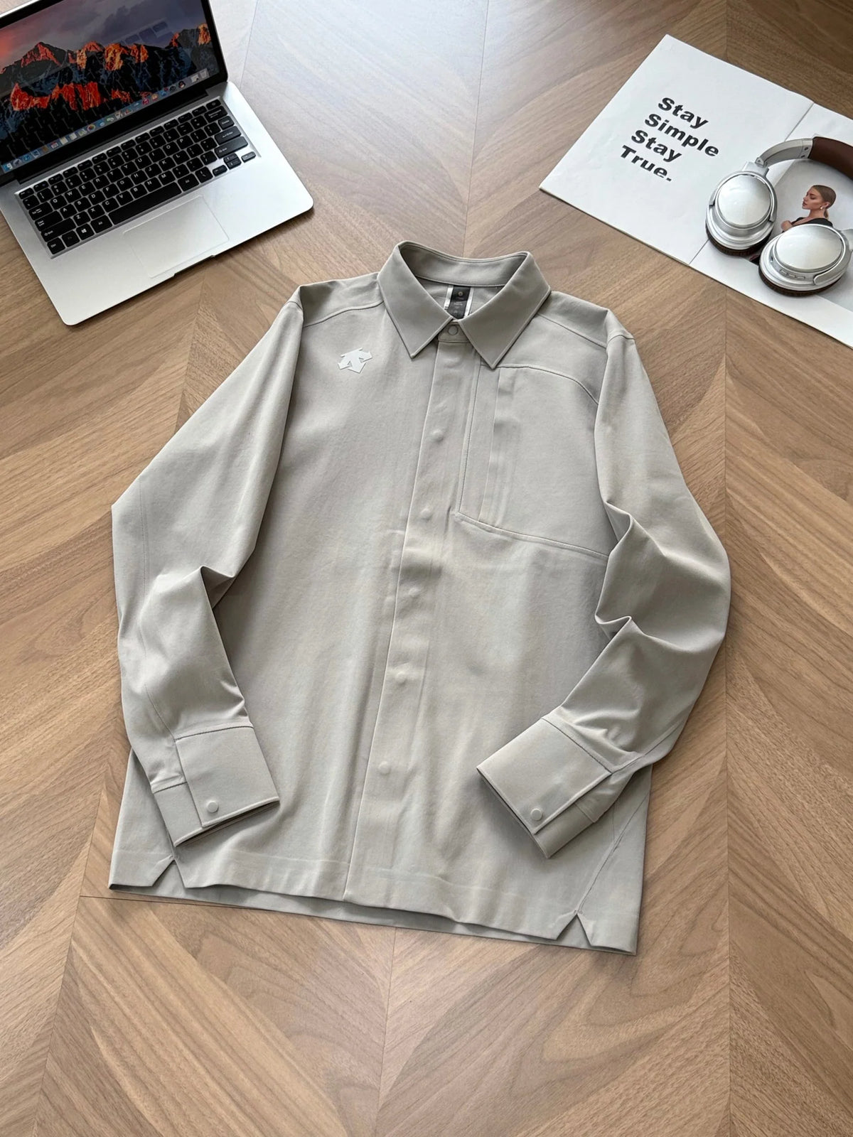 Autumn new men's outdoor long sleeved heat sealed lapel shirt