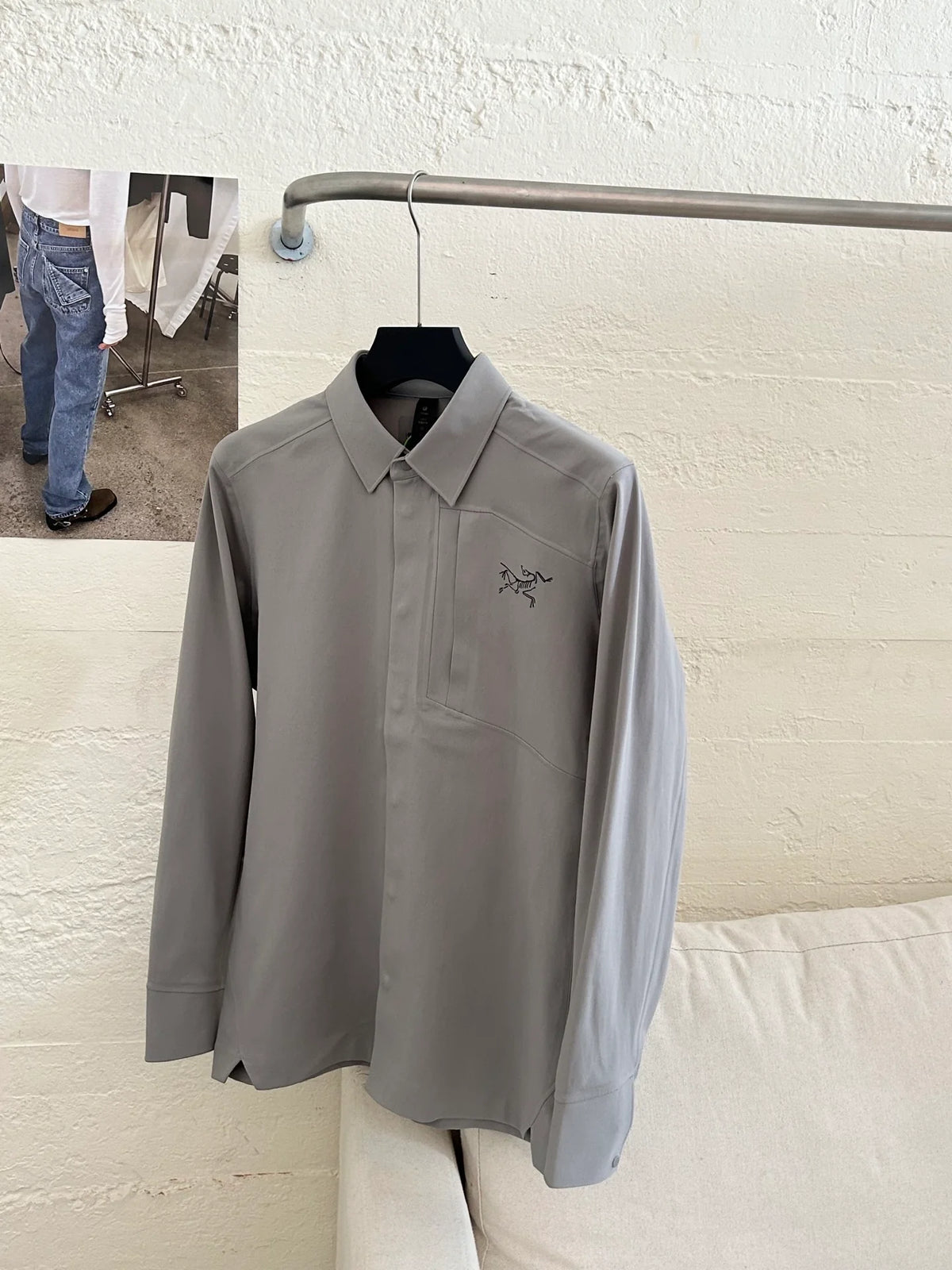 Autumn new men's outdoor long sleeved heat sealed lapel shirt