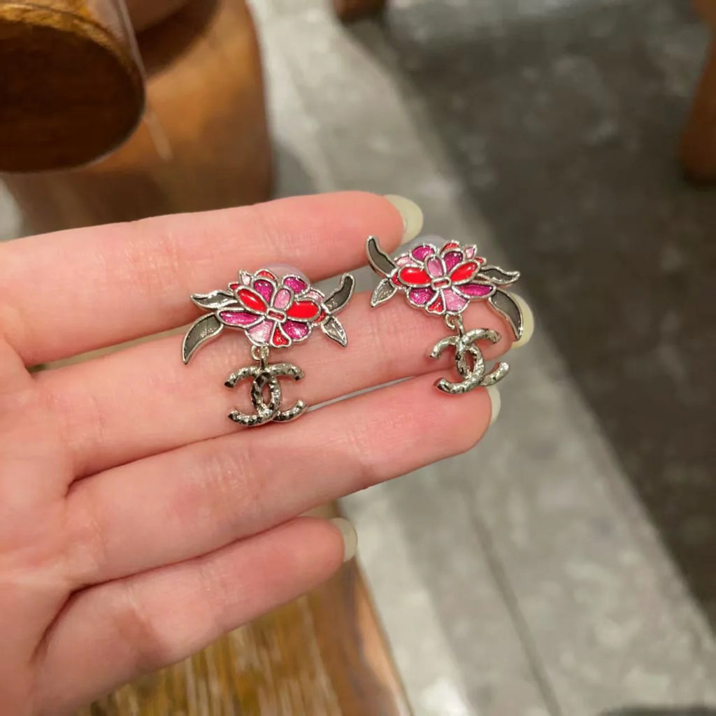 New Red Flower Ear Nails
