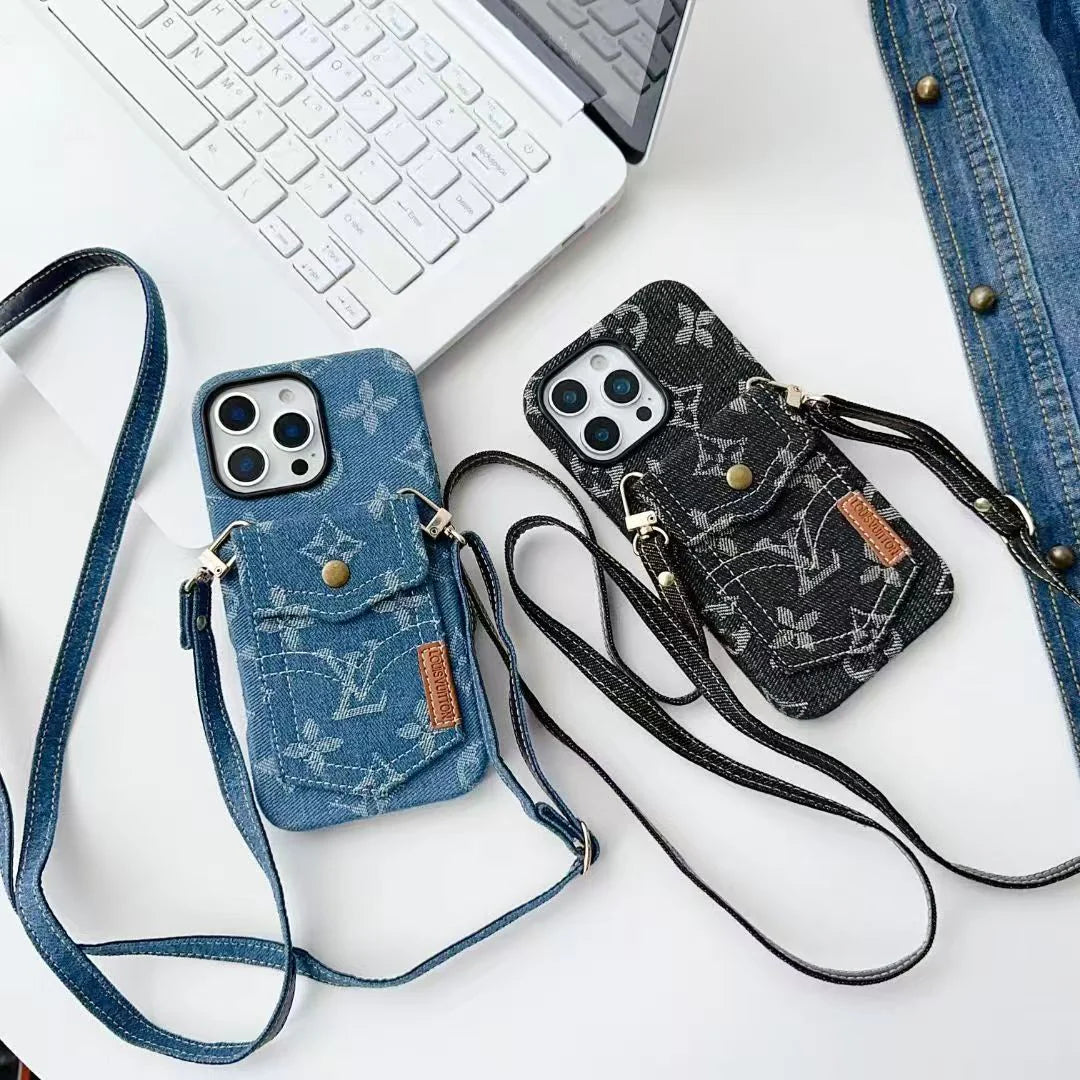 Casual denim card bag phone case