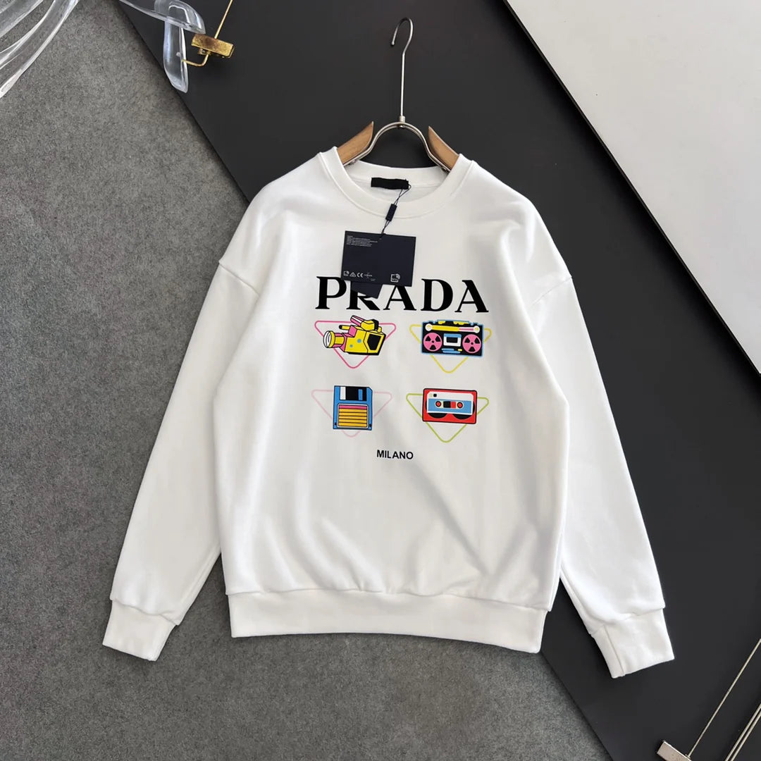 New printed pullover round neck hoodie