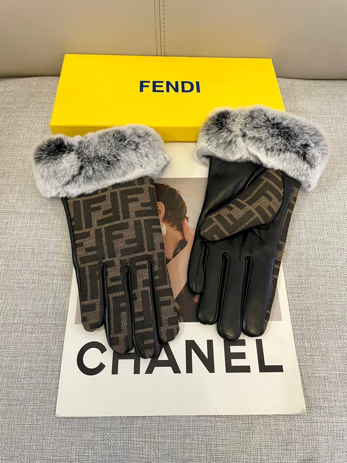New fabric with leather gloves