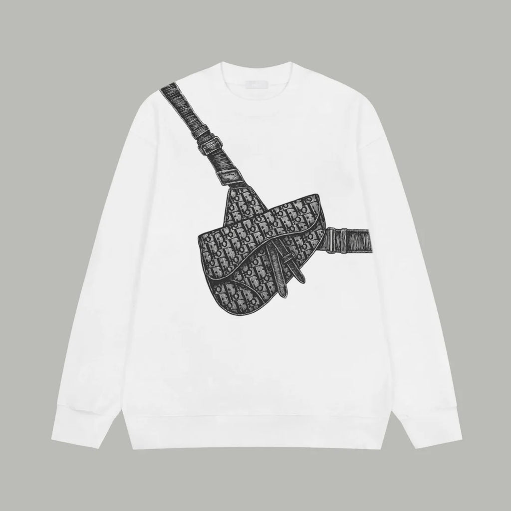Printed looped long sleeved hoodie