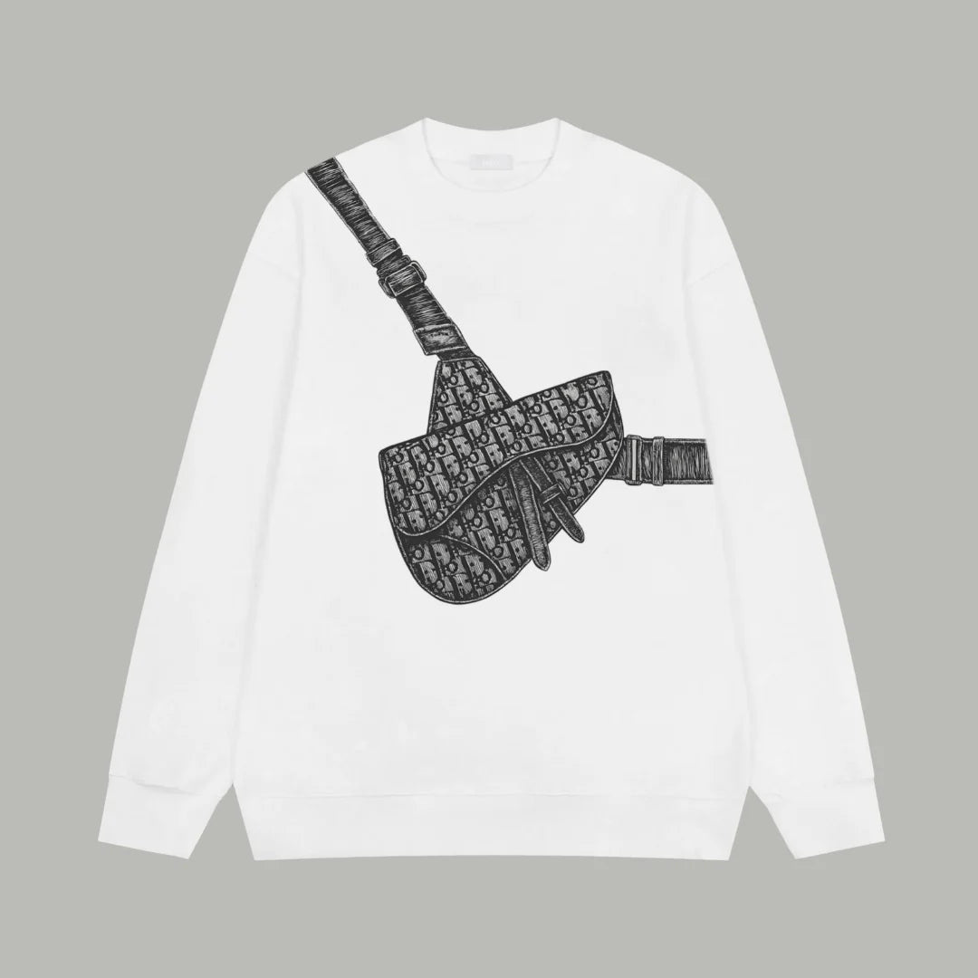 Printed looped long sleeved hoodie