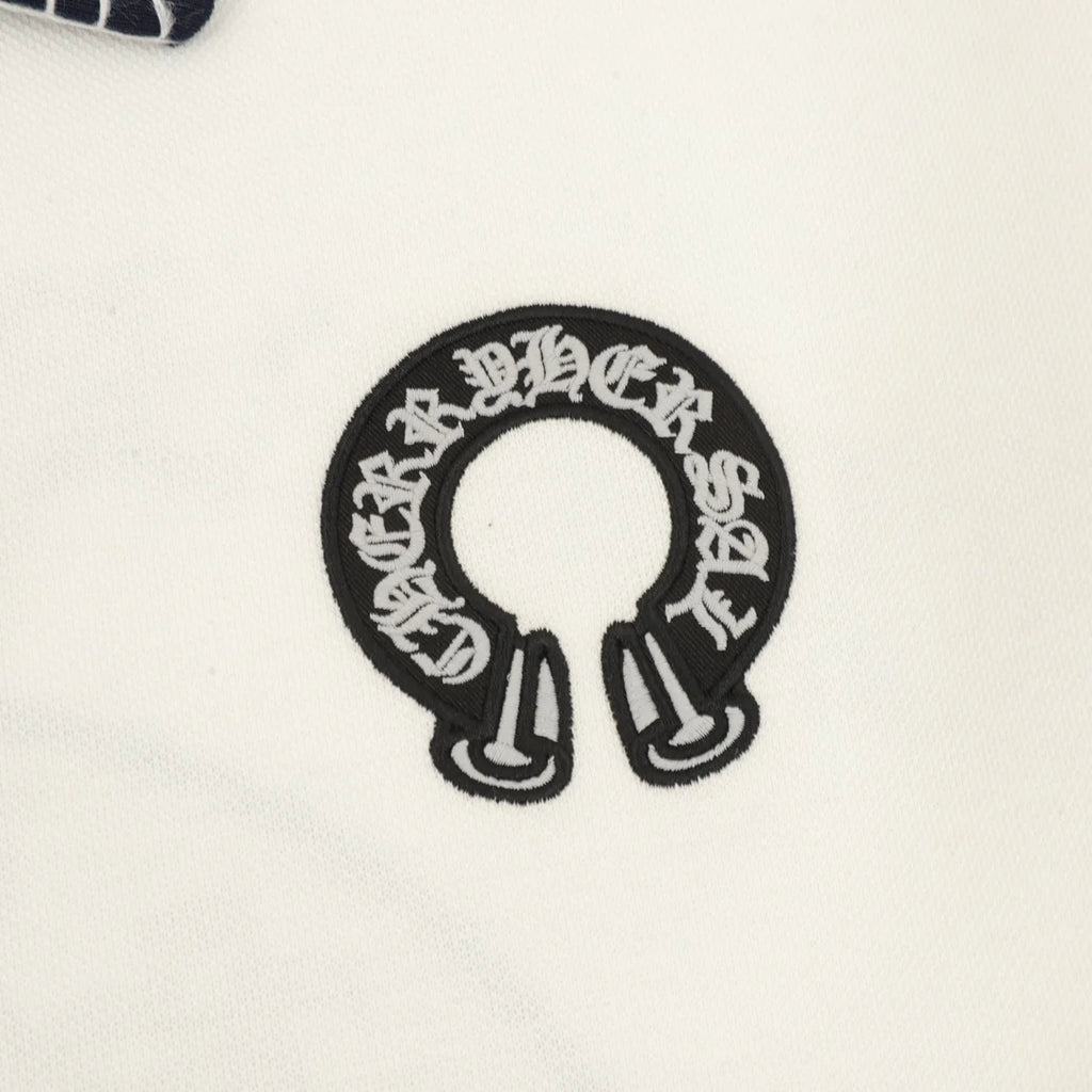 Horseshoe embroidery lapel long sleeved polo shirt