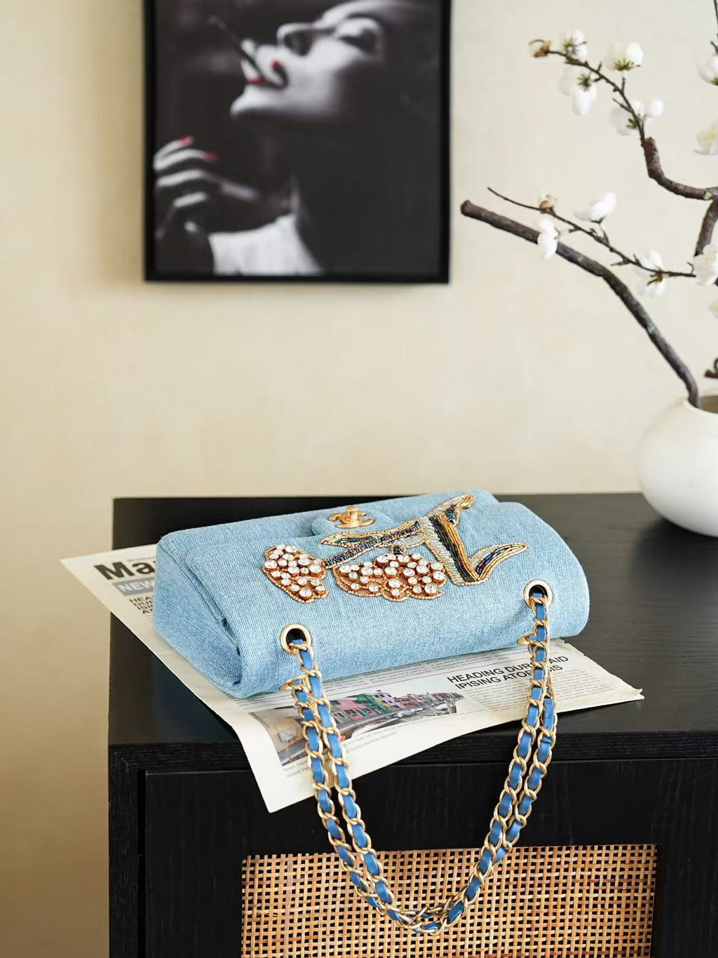 2026 Classic 11.12 Bag 25.5cm Denim Leather