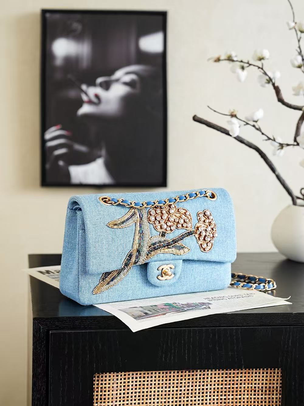 2026 Classic 11.12 Bag 25.5cm Denim Leather