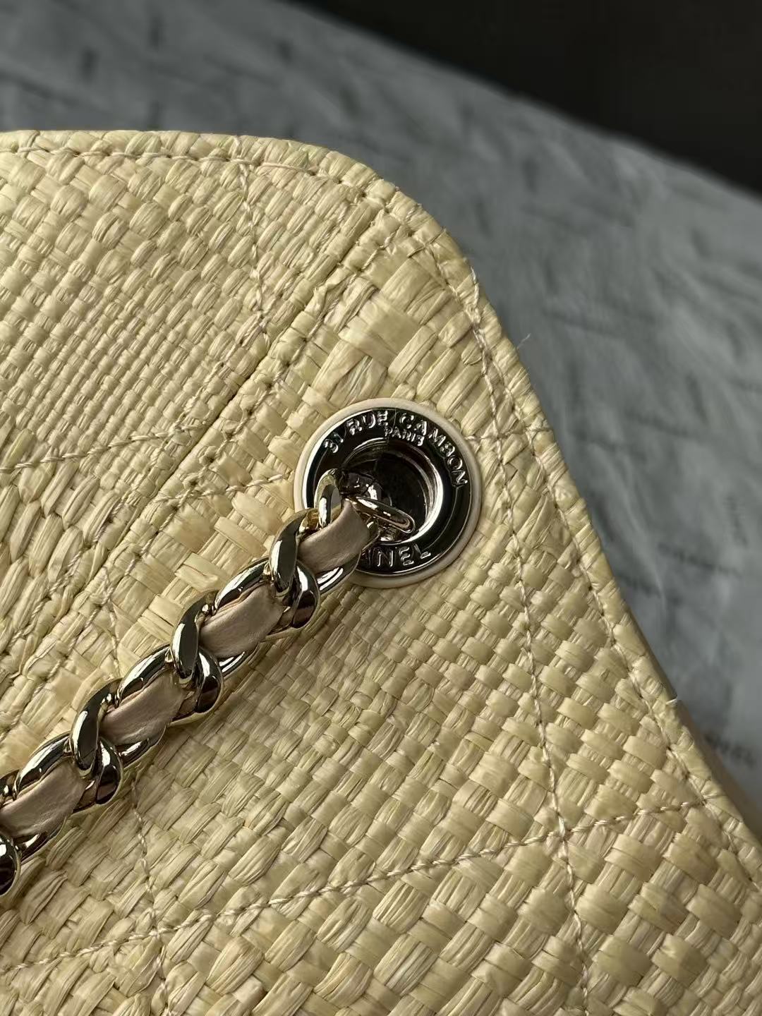 2026 Shopping Bag 32cm Braided Raffia Woven Leather