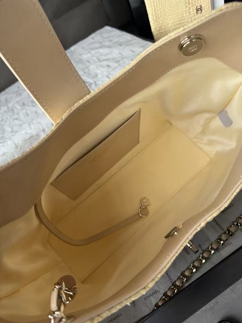 2026 Shopping Bag 32cm Braided Raffia Woven Leather