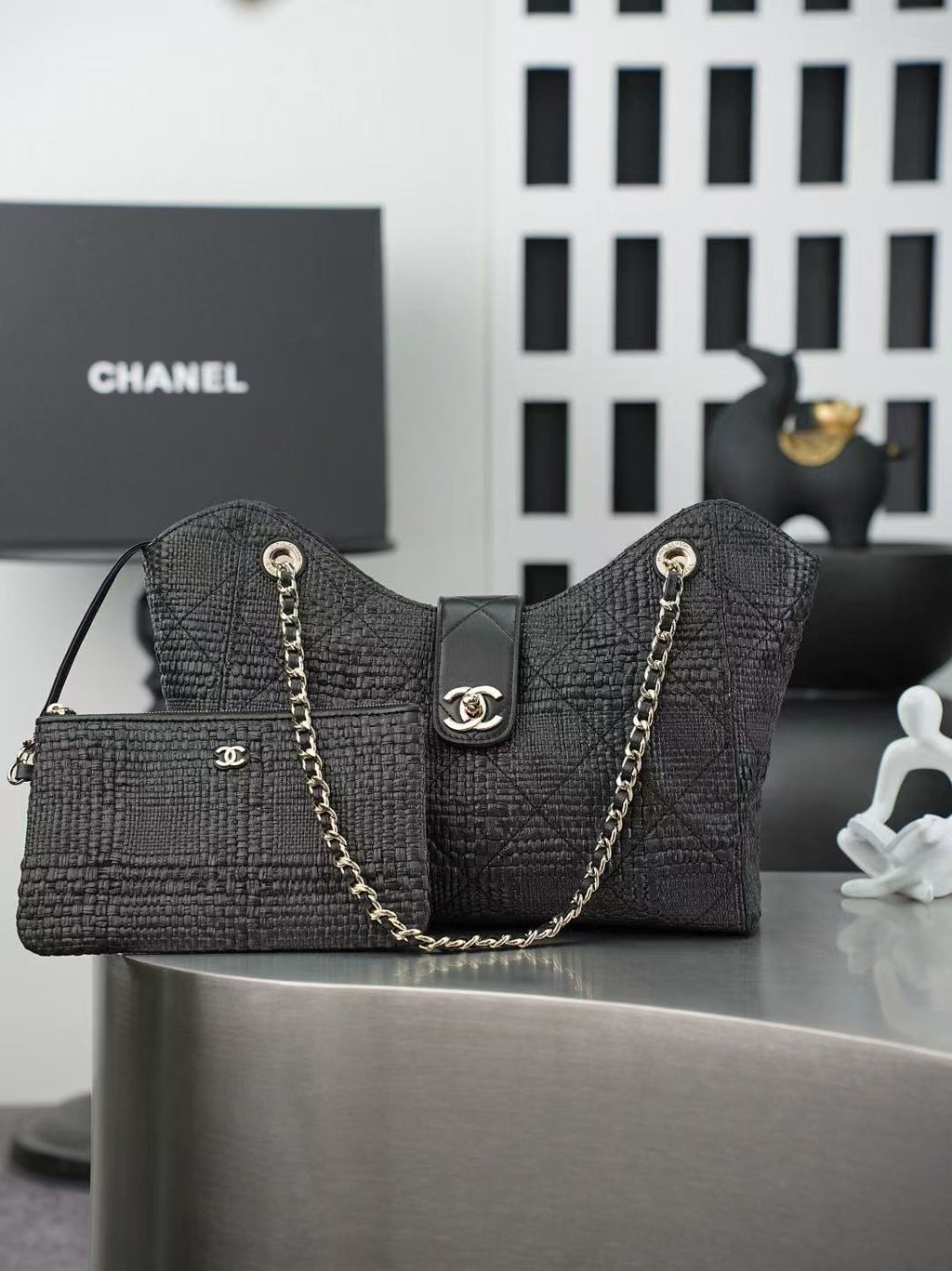 2026 Shopping Bag 32cm Braided Raffia Woven Leather