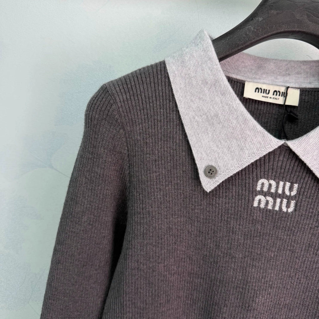 Color-Block Collar Knit Sweater