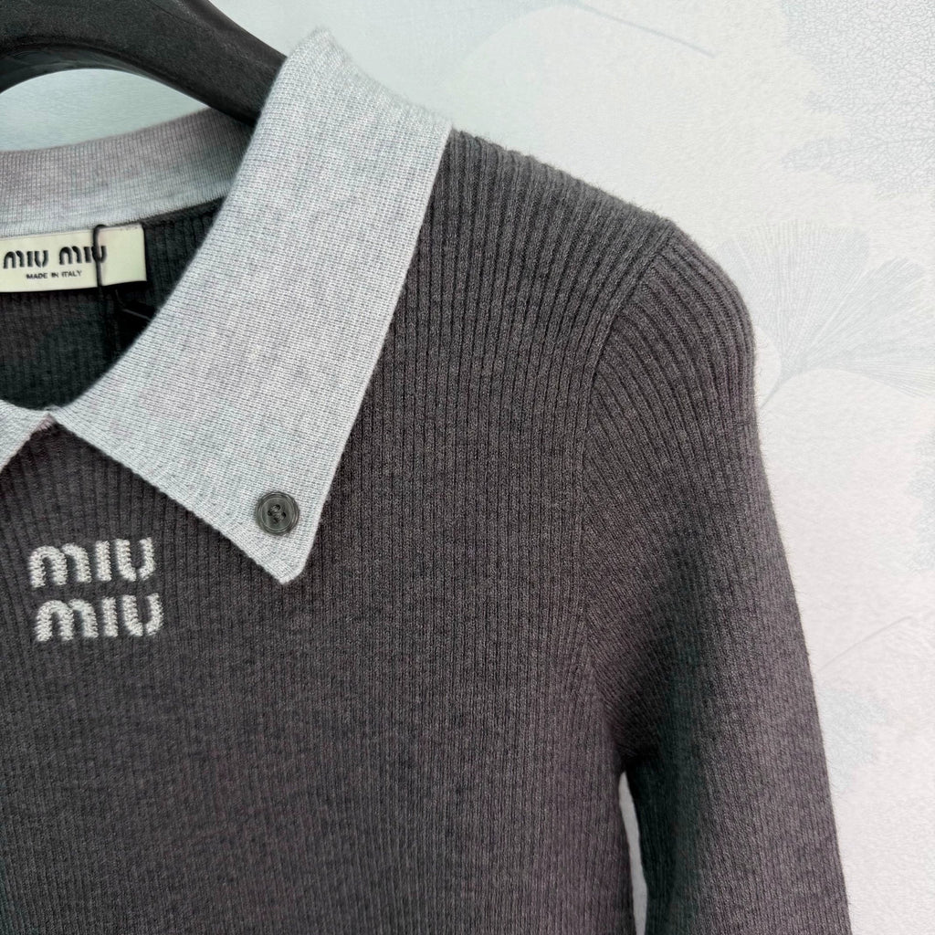 Color-Block Collar Knit Sweater