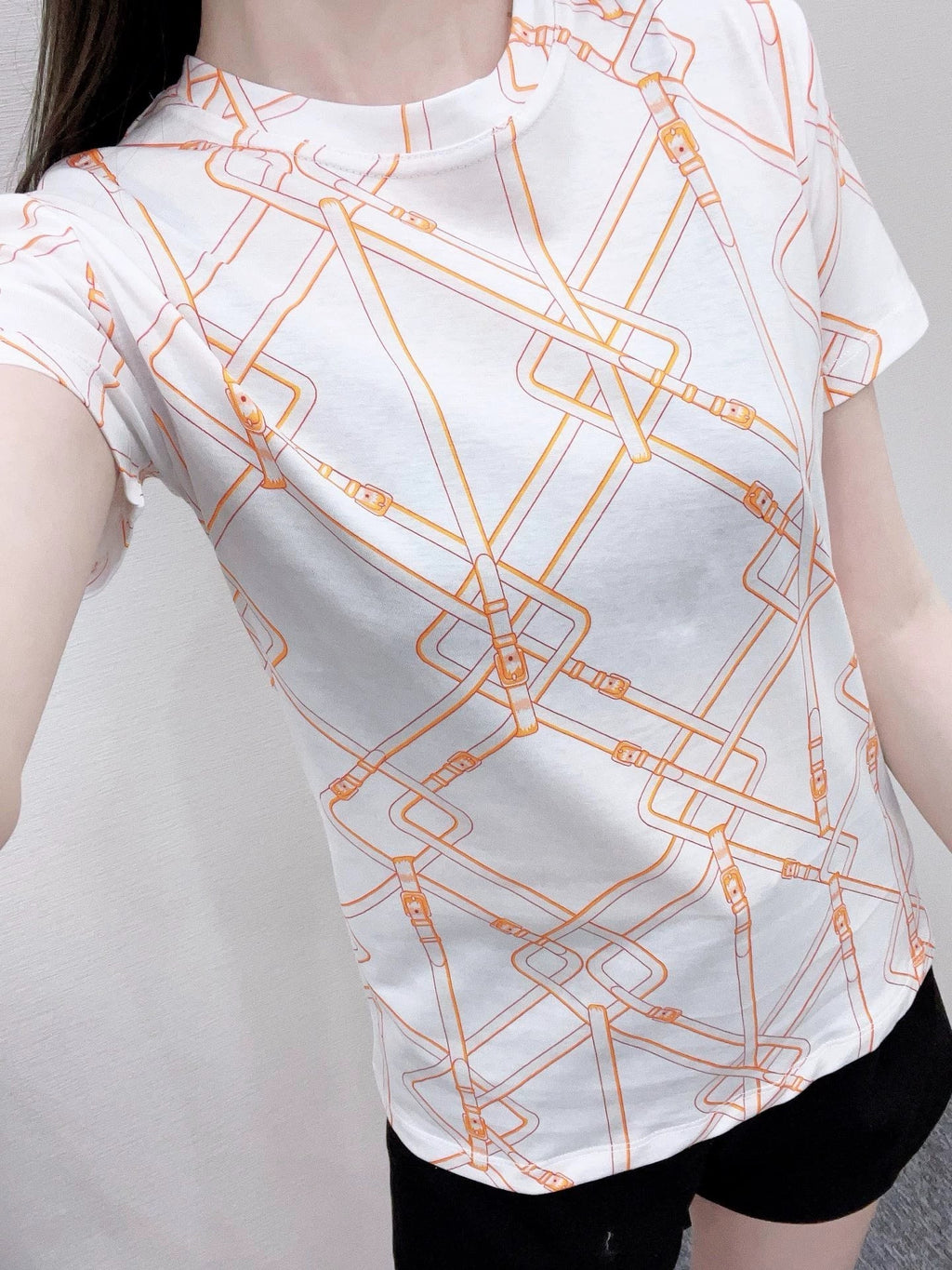 25fw Chain buckle printed T-shirt）
