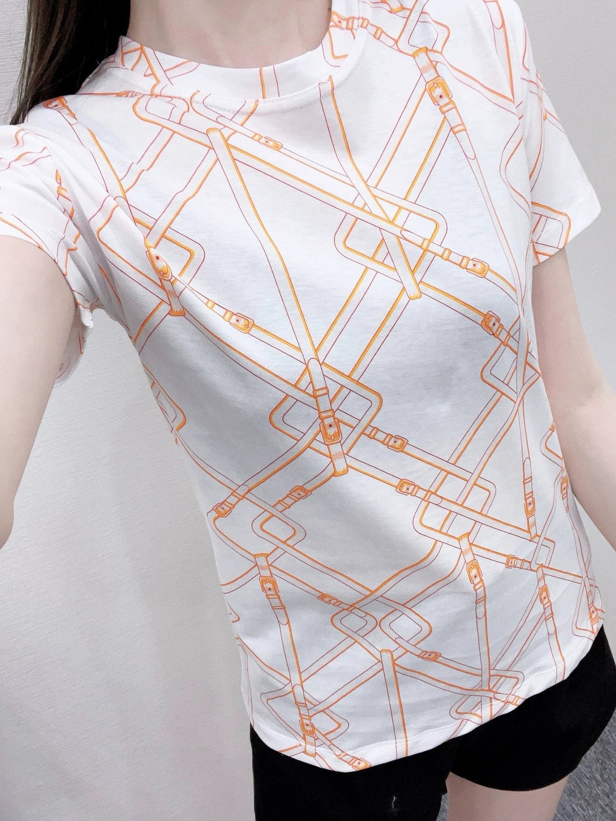 25fw Chain buckle printed T-shirt）