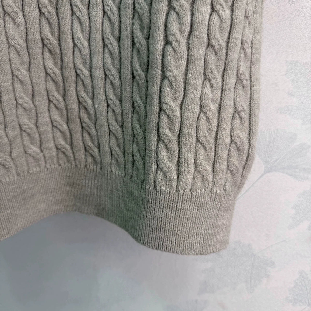 Denim Patchwork Cable Knit Short Sleeve