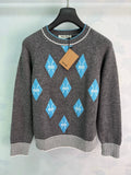 26 New Season Diamond-Pattern & Stripe Knit Sweater