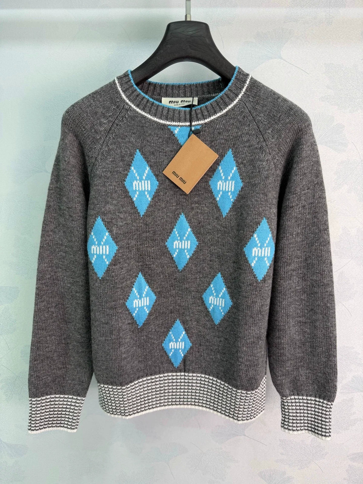 26 New Season Diamond-Pattern & Stripe Knit Sweater