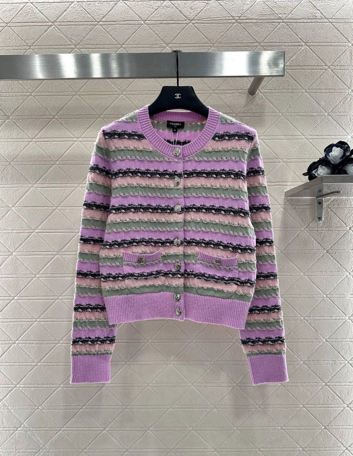 25fw Striped knitted cardigan