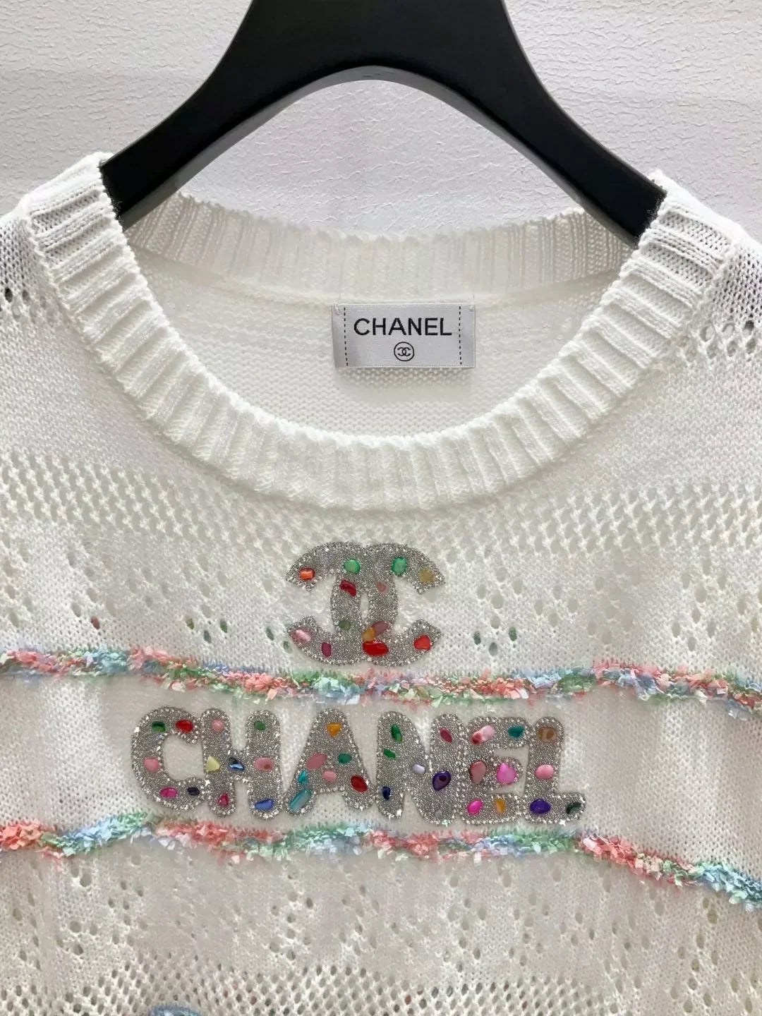 25fw Hollow out rhinestone sweater