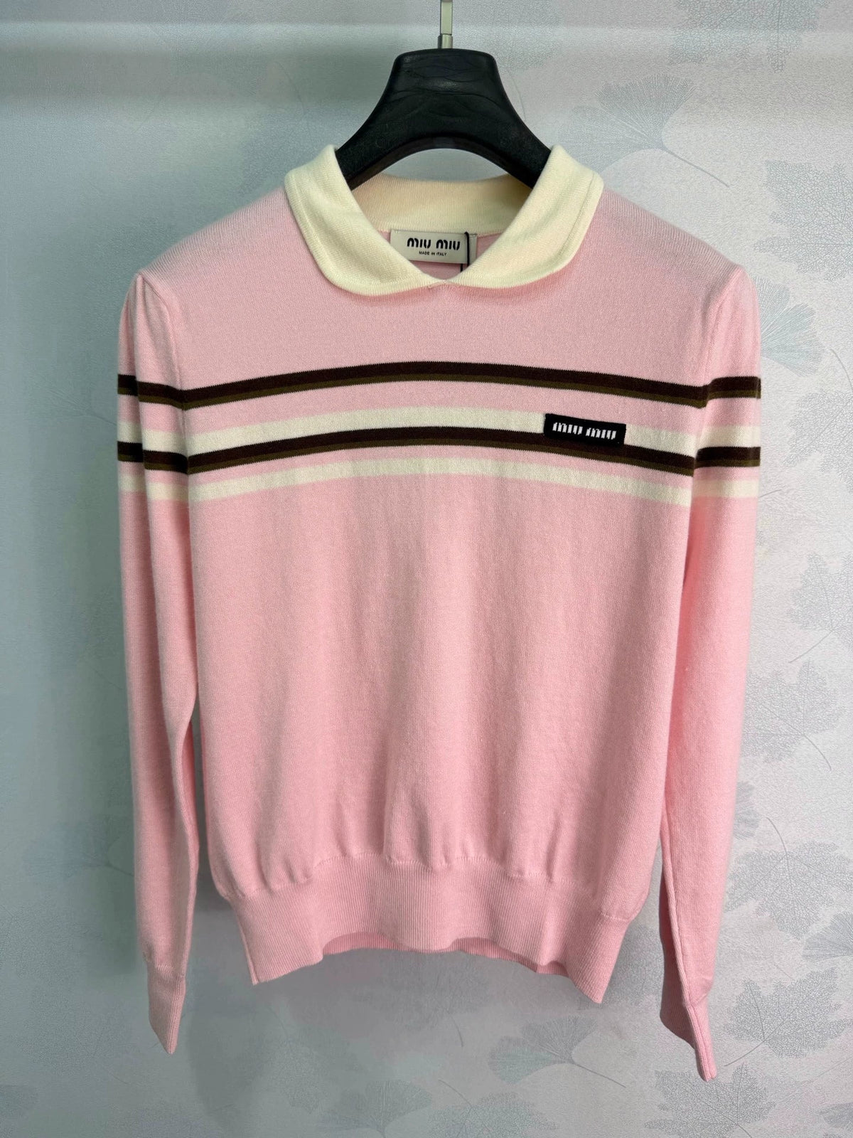 26 Early Autumn New Color-Block Striped Collared Knit Long-Sleeve