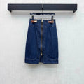26New Arrival:Paneled Denim Midi Skirt with Slit