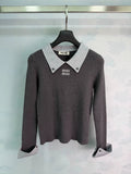 Color-Block Collar Knit Sweater