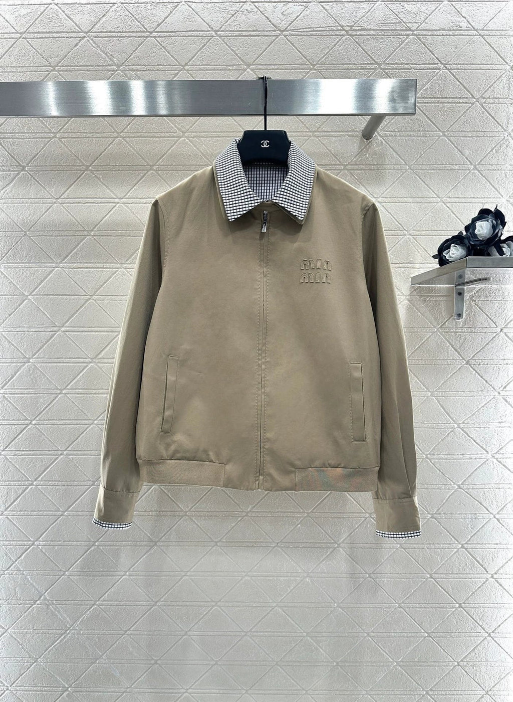 25fw Plaid collar zipper jacket jacket