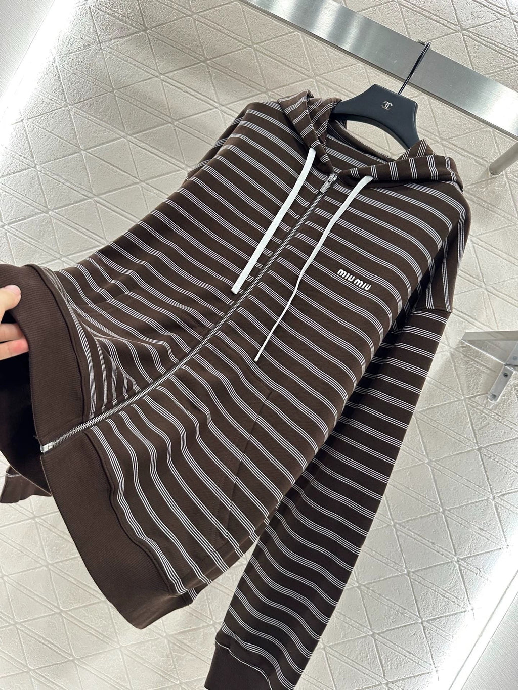 25fw Hooded zip-up striped jacket(BROWN/BLUE)