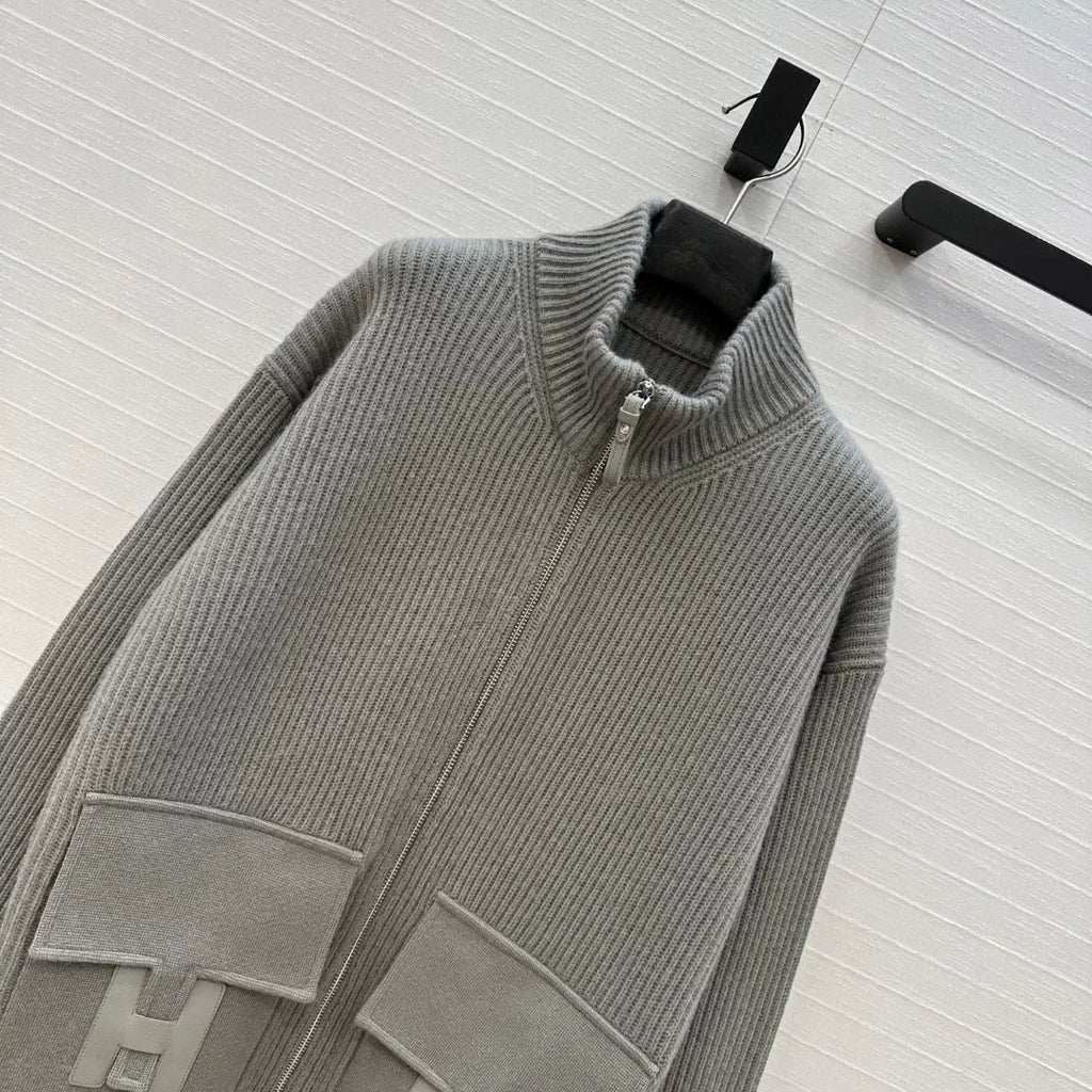 25fw new cashmere knitted zipper jacket