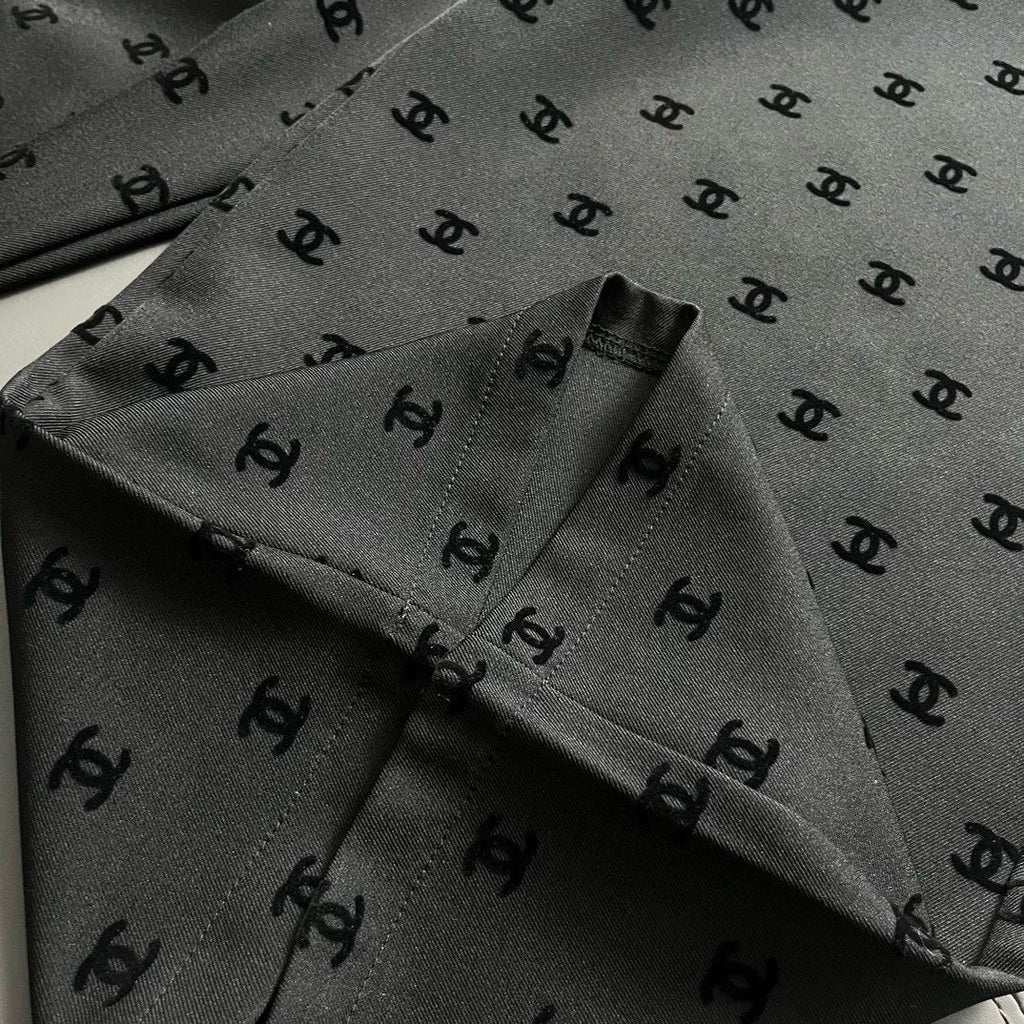 C 25 Classic Flocked Letter Wide Leg Pants