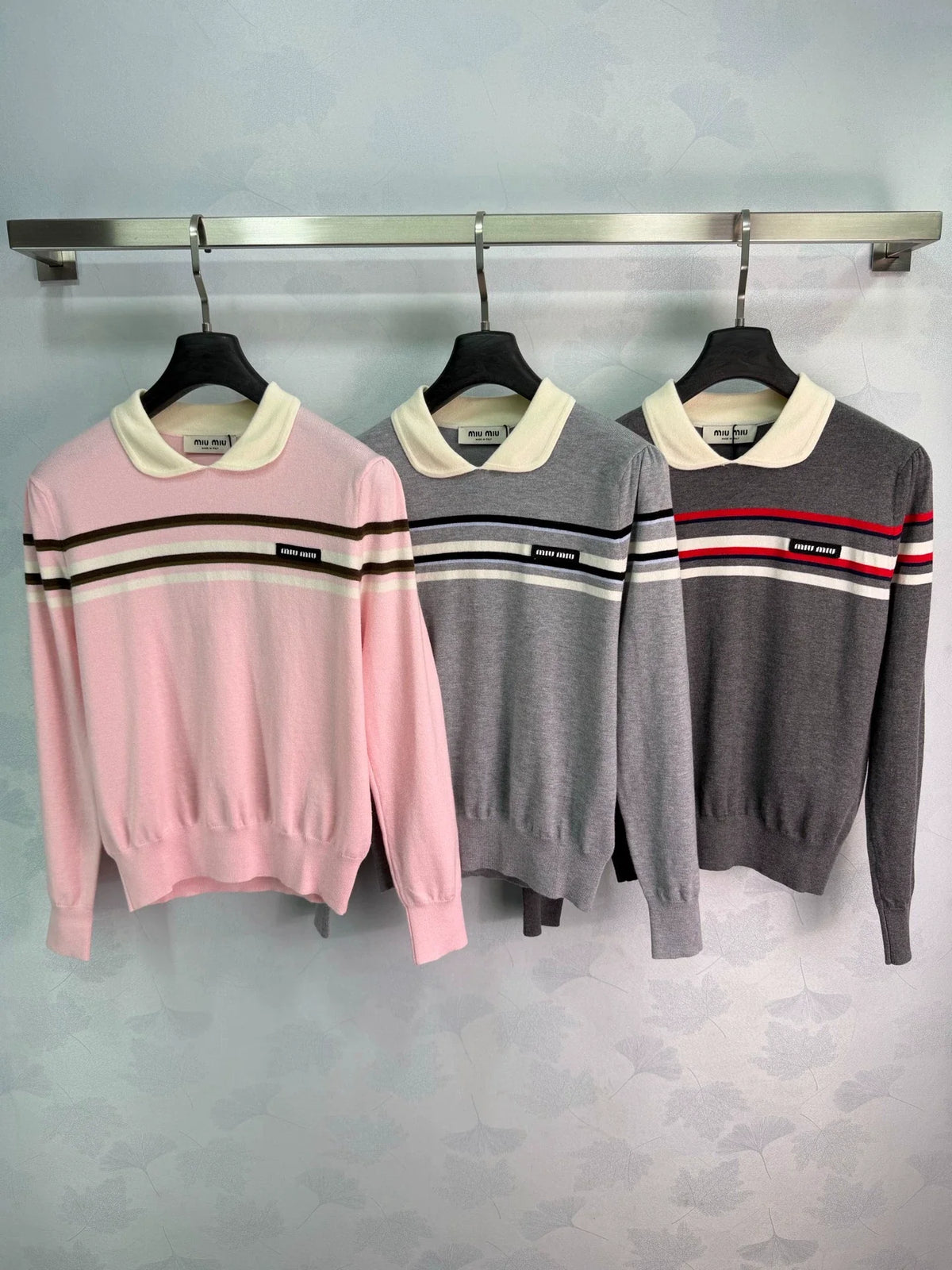 26 Early Autumn New Color-Block Striped Collared Knit Long-Sleeve