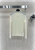25fw Slim fit rhinestone double C high neck base shirt