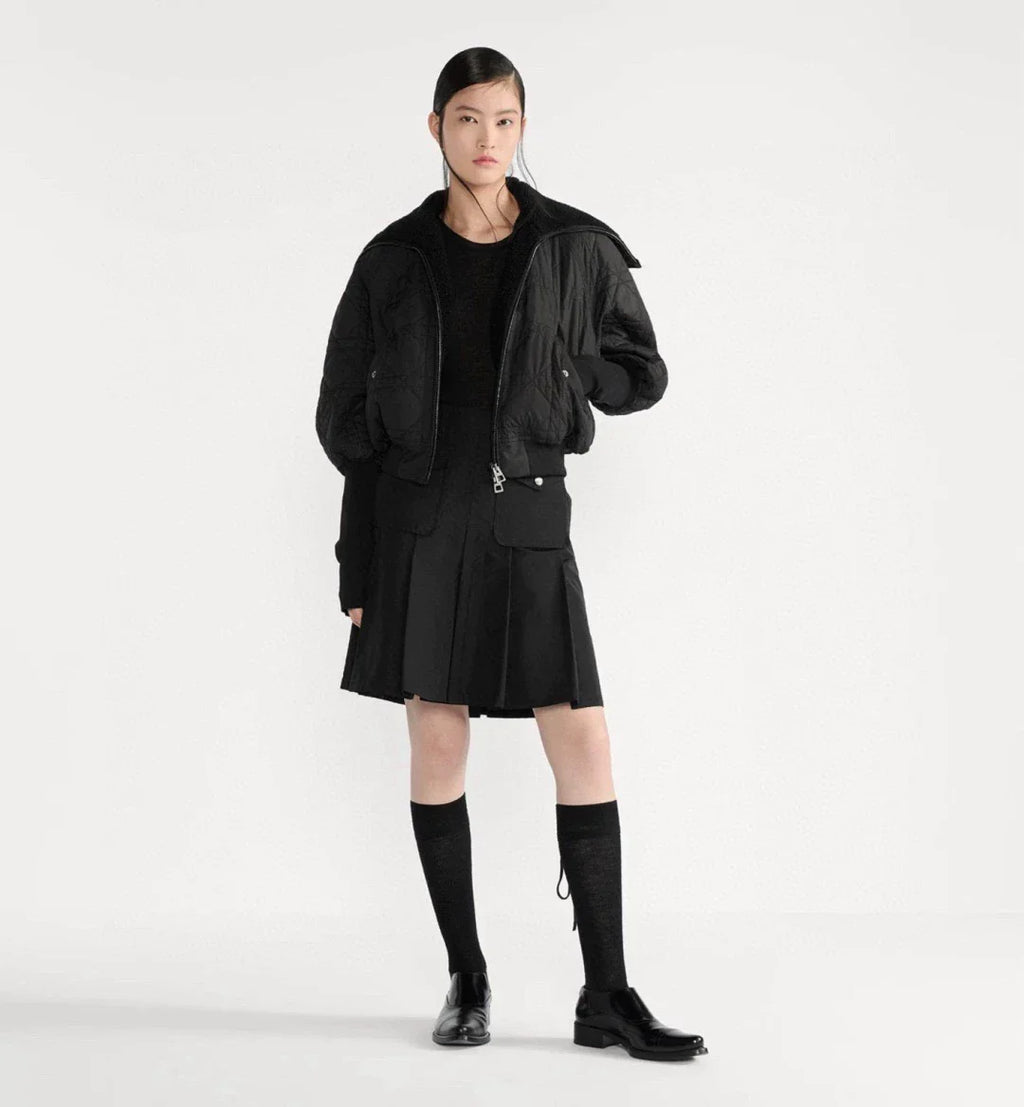 25fw Lamb wool lined diamond grid jacket