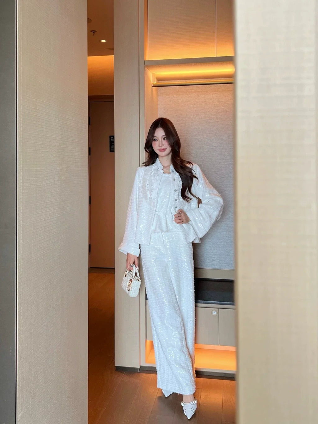 25fw Hundred dimensional flower hollow collar loose silhouette jacket