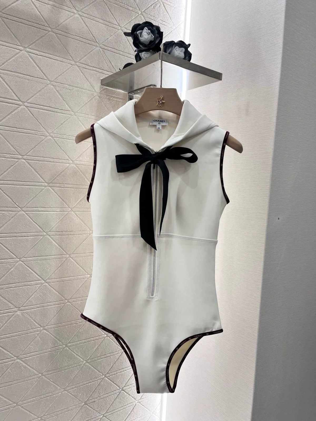 25 New Hooded Zipper One-piece Tankini Swimsuit
