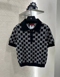 G 25 Reversible lapel jacquard knit short-sleeves.