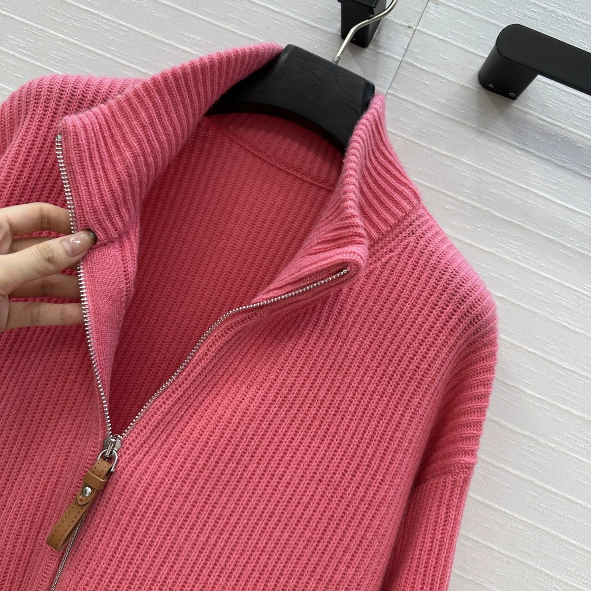 25fw new cashmere knitted zipper jacket