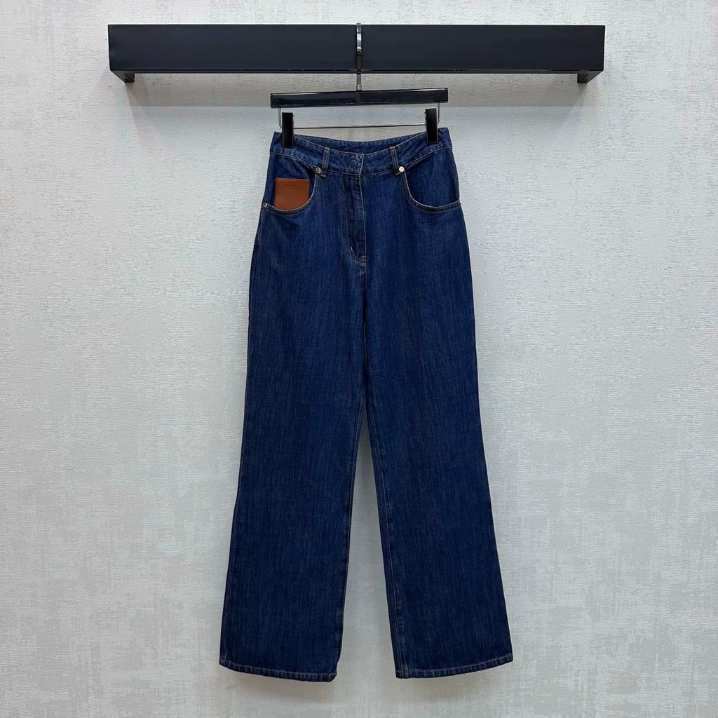 26New ArrivalPaneled Straight-Leg Denim Trousers
